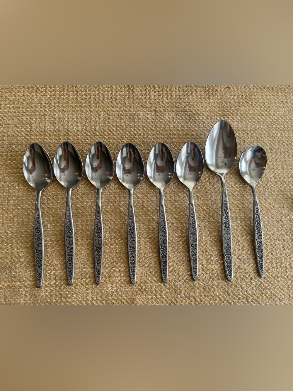 Vintage Floral Spoons (Like Jardinera) Stainless by INTERPUR (8pcs)